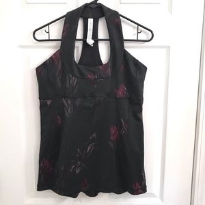 LULULEMON Scoop Neck Yoga Tank Black Iris Print Size 10